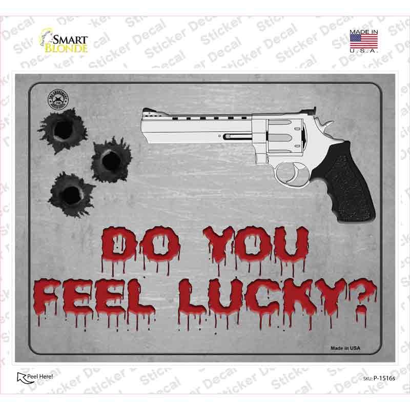 P-1516s-M Do You Feel Lucky Novelty Rectangle Sticker Decal - Medium