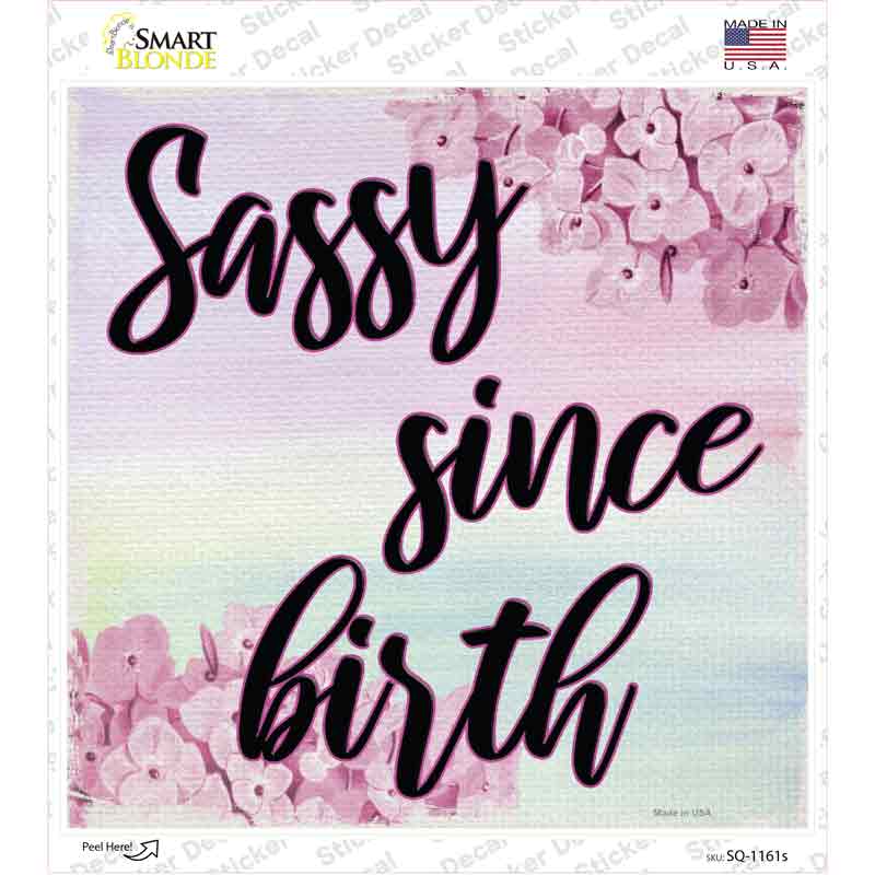 SQ-1161s-M Sassy Since Birth Novelty Square Sticker Decal - Medium