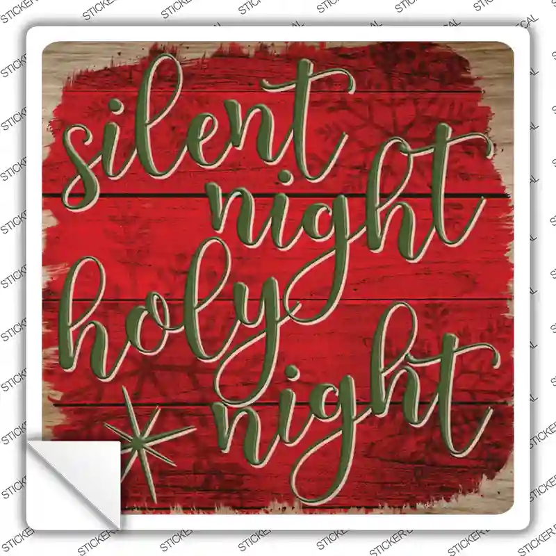 SQ-1333s-L Silent Night Holy Night Red Novelty Square Sticker Decal - Large