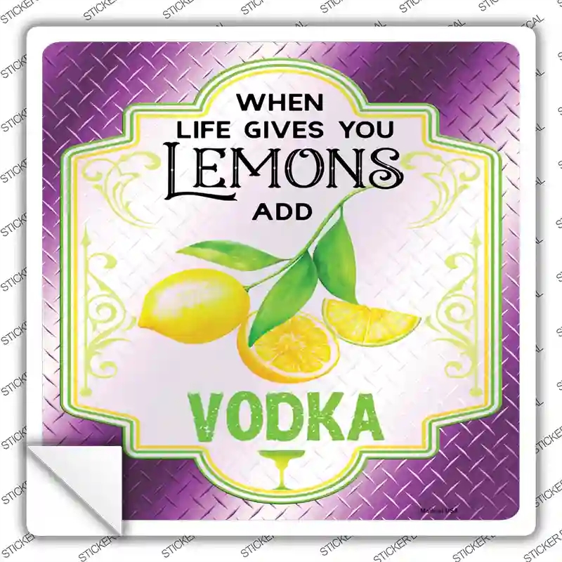 SQ-1358s-S Add Vodka Purple Novelty Square Sticker Decal - Small