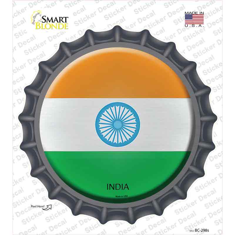 BC-298s-M India Country Novelty Bottle Cap Sticker Decal - Medium