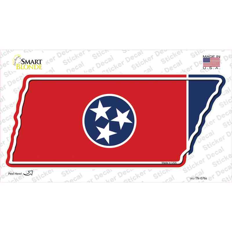 TN-076s-M Tennessee Flag Novelty Tennessee Shape Sticker Decal - Medium