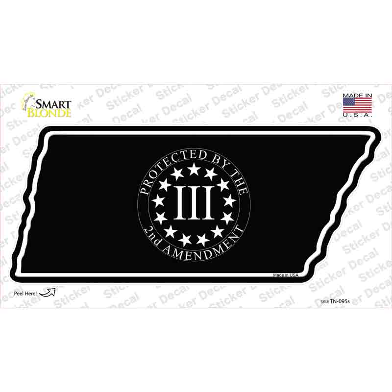 TN-095s-M 2nd Amendment Three Percenter Novelty Tennessee Shape Sticker Decal - Medium