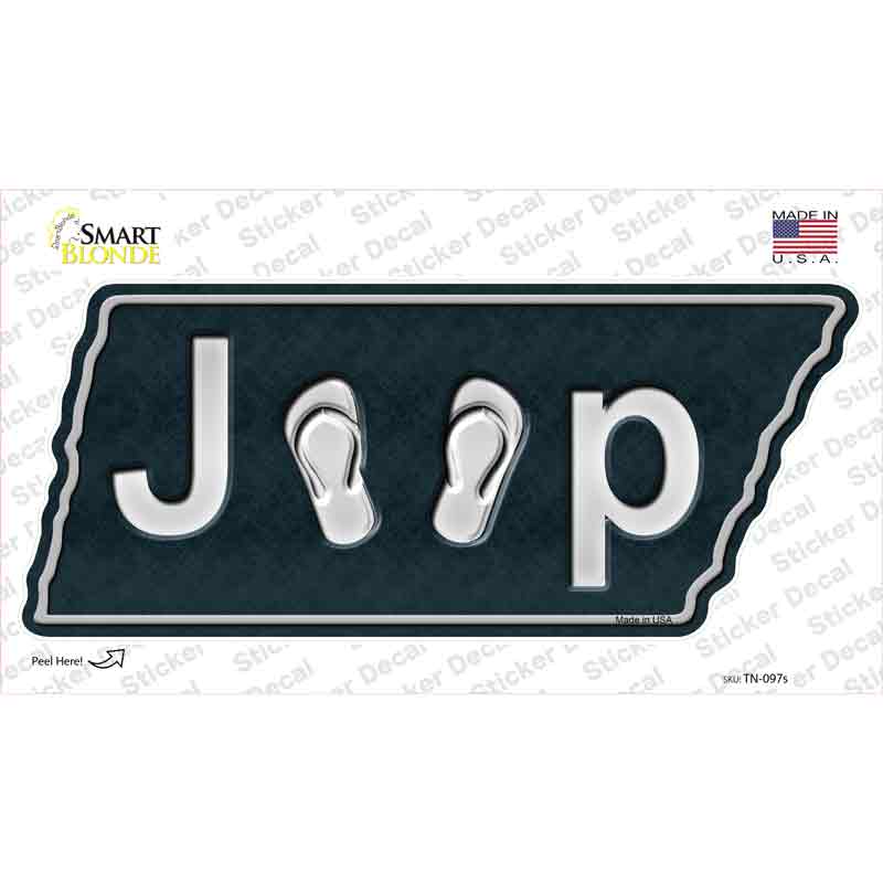 TN-097s-M J-P Flip Flops Novelty Tennessee Shape Sticker Decal - Medium