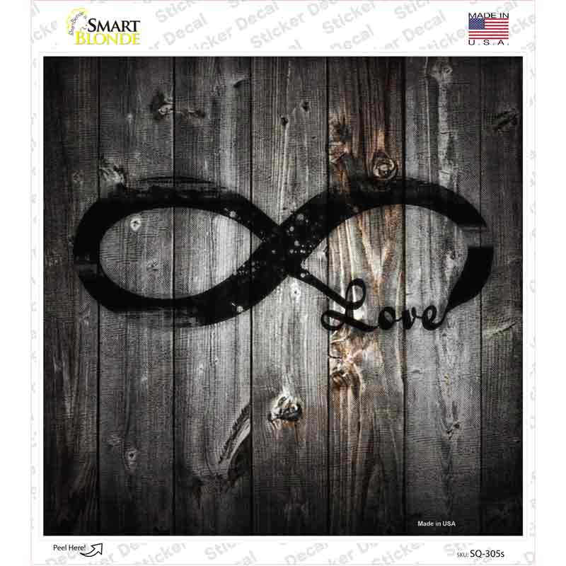 SQ-305s-M Infinite Love Symbol on Wood Novelty Square Sticker Decal - Medium