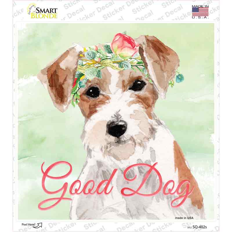 SQ-402s-M Jack Russell Good Dog Novelty Square Sticker Decal - Medium