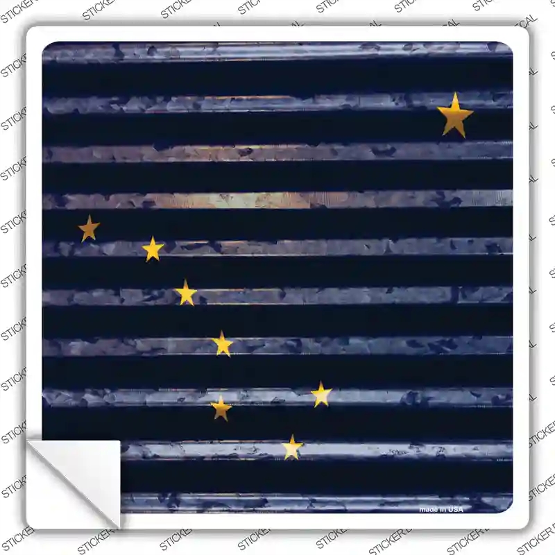 SQ-427s-S Alaska Flag Corrugated Effect Novelty Square Sticker Decal - Small