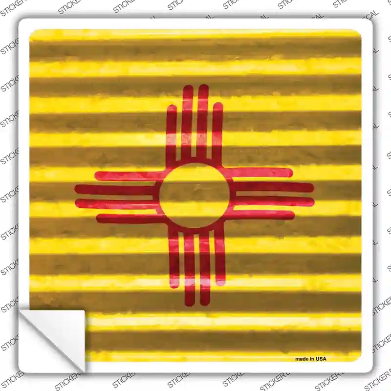 SQ-455s-S   Mexico Flag Corrugated Effect Novelty Square Sticker Decal - Small