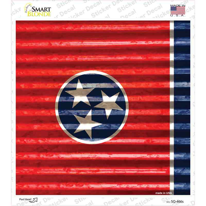 SQ-466s-M Tennessee Flag Corrugated Effect Novelty Square Sticker Decal - Medium