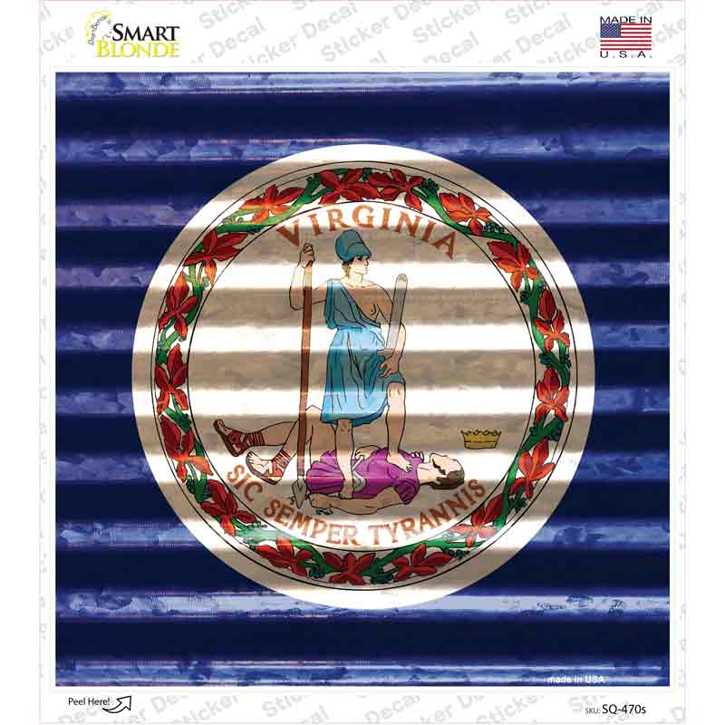 SQ-470s-M Virginia Flag Corrugated Effect Novelty Square Sticker Decal - Medium