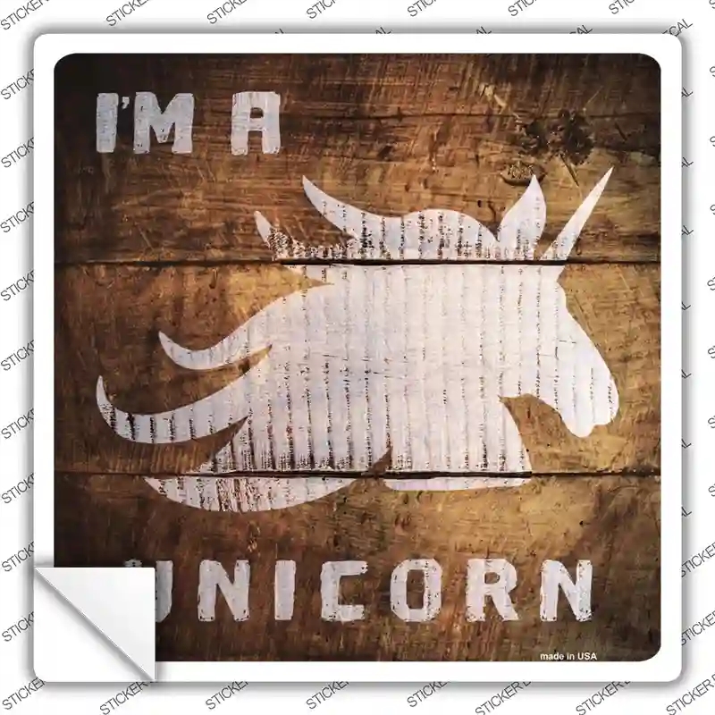 SQ-501s-XL Im A Unicorn Painted Stencil Novelty Square Sticker Decal - Extra Large