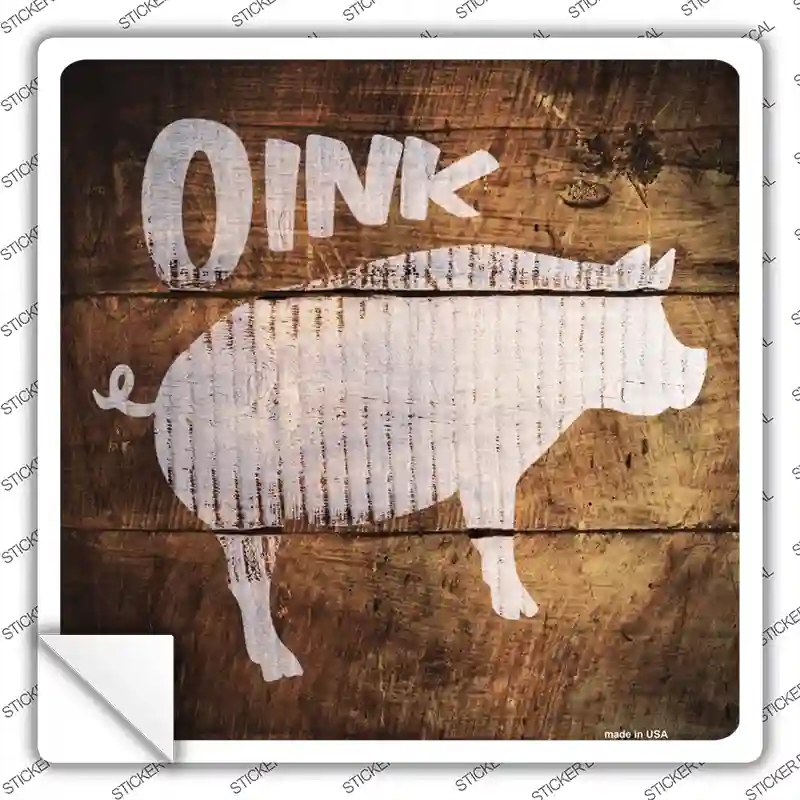SQ-513s-S Pig Painted Stencil Novelty Square Sticker Decal - Small