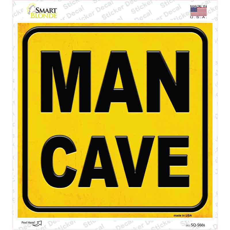 SQ-566s-M Man Cave Novelty Square Sticker Decal - Medium