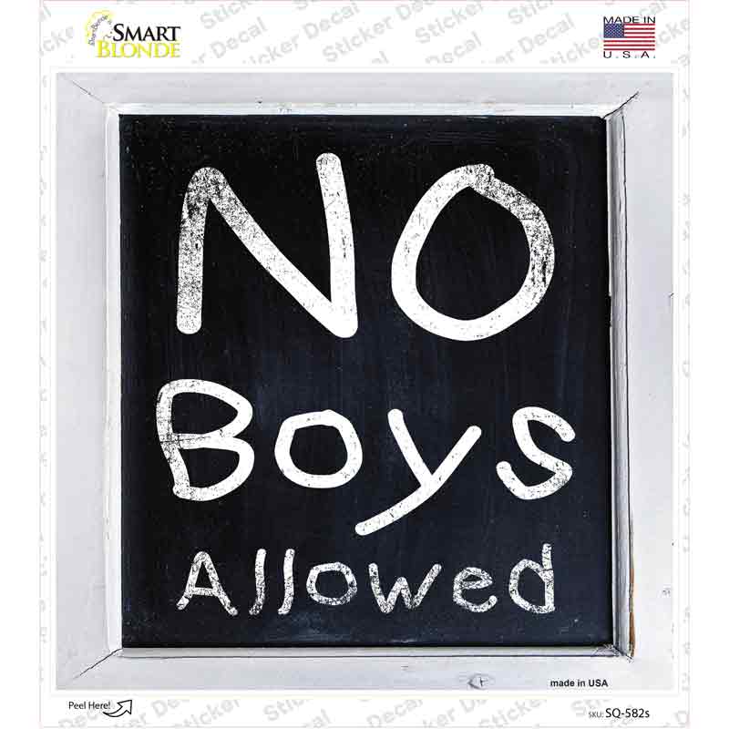 SQ-582s-M No Boys Allowed Novelty Square Sticker Decal - Medium