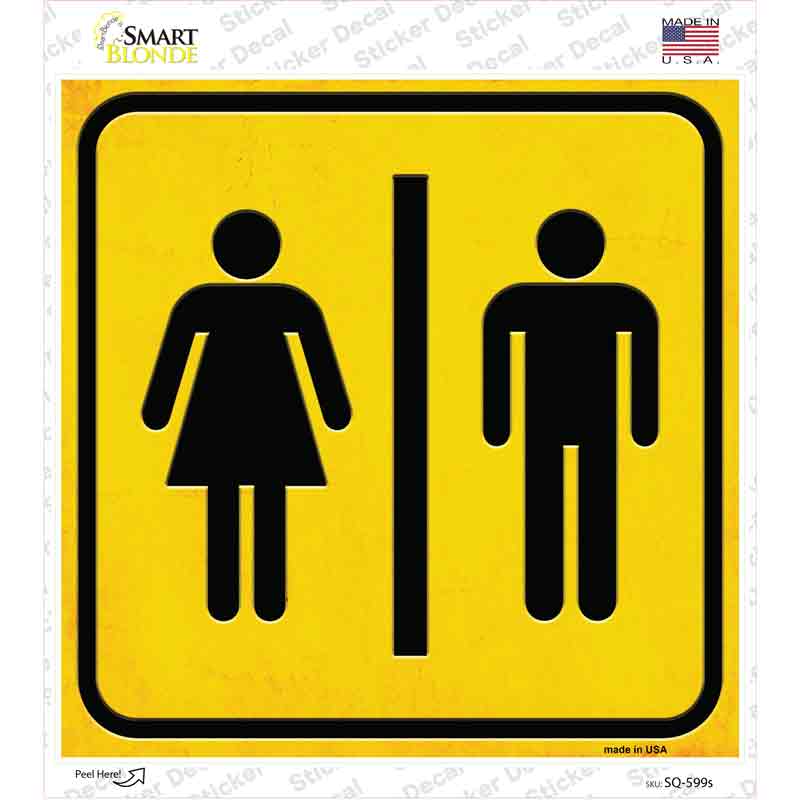 SQ-599s-M Men & Ladies Room Novelty Square Sticker Decal - Medium