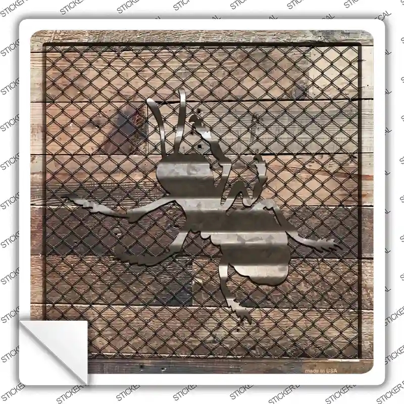 SQ-614s-S Corrugated Ant on Wood Novelty Square Sticker Decal - Small