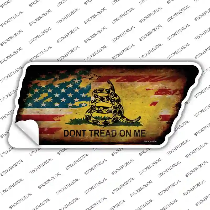 TN-179s-S American Dont Tread Novelty Rusty Tennessee Shape Sticker Decal - Small