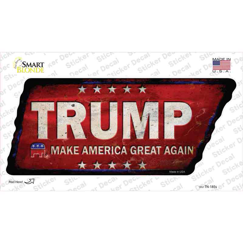 TN-185s-M Trump Novelty Rusty Tennessee Shape Sticker Decal - Medium