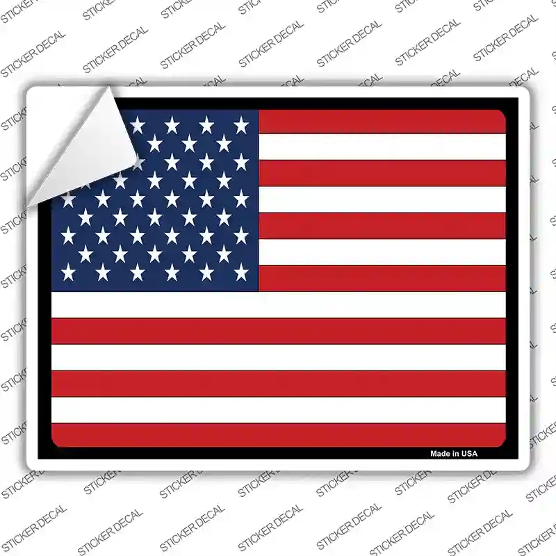 P-196s-L Solid American Flag Novelty Rectangle Sticker Decal - Large