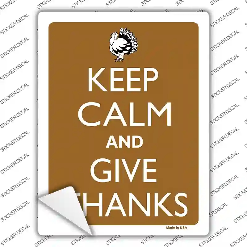 P-2223s-S Keep Calm & Give Thanks Novelty Rectangle Sticker Decal - Small