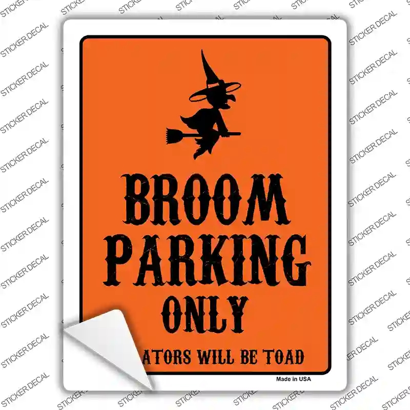 P-2237s-L Broom Only Holiday Novelty Rectangle Sticker Decal - Large