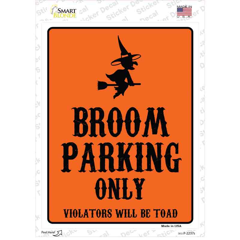 P-2237s-M Broom Only Holiday Novelty Rectangle Sticker Decal - Medium