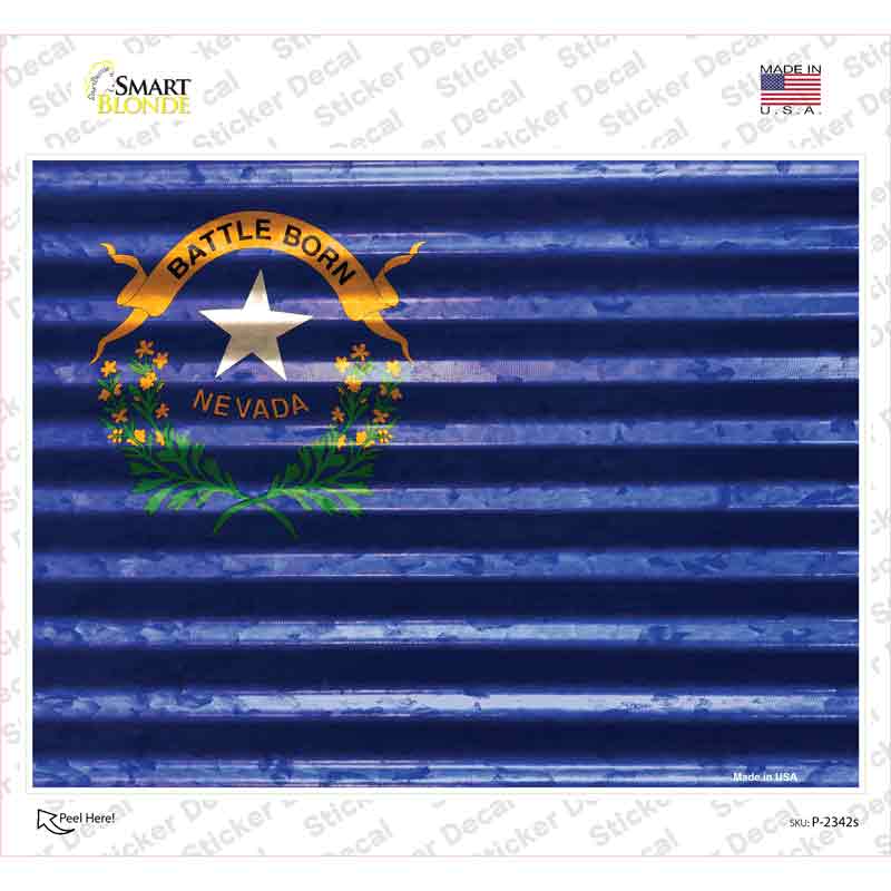 P-2342s-M Nevada Flag Novelty Rectangle Sticker Decal - Medium