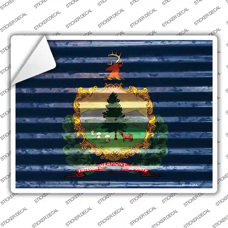 P-2359s-L Vermont Flag Novelty Rectangle Sticker Decal - Large
