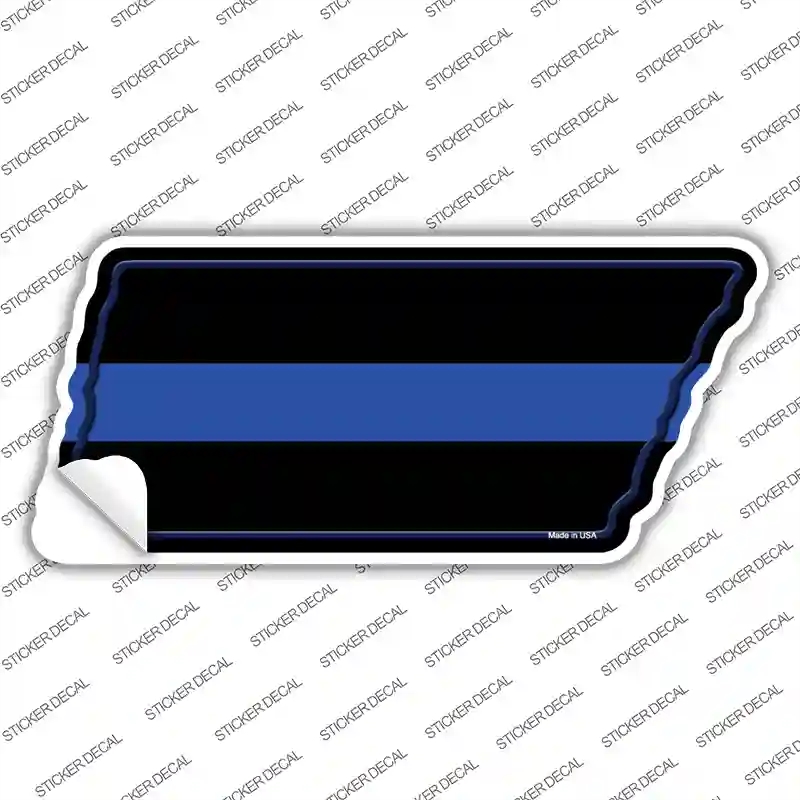 TN-077s-S Thin Blue Line Novelty Tennessee Shape Sticker Decal - Small
