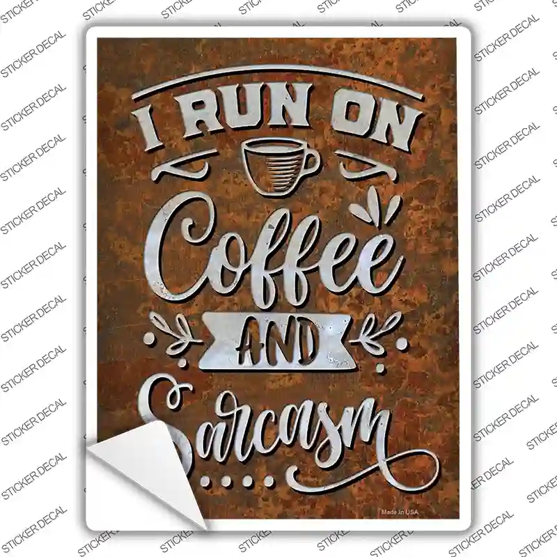 P-3645s-L Coffee & Sarcasm Novelty Rectangle Sticker Decal - Large