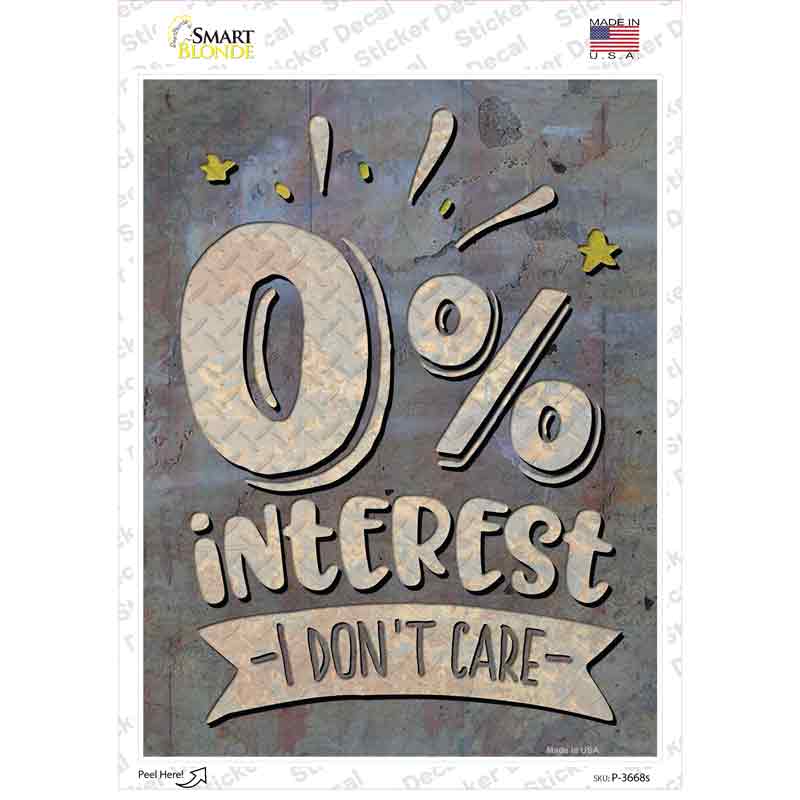 P-3668s-M Zero Interest Novelty Rectangle Sticker Decal - Medium