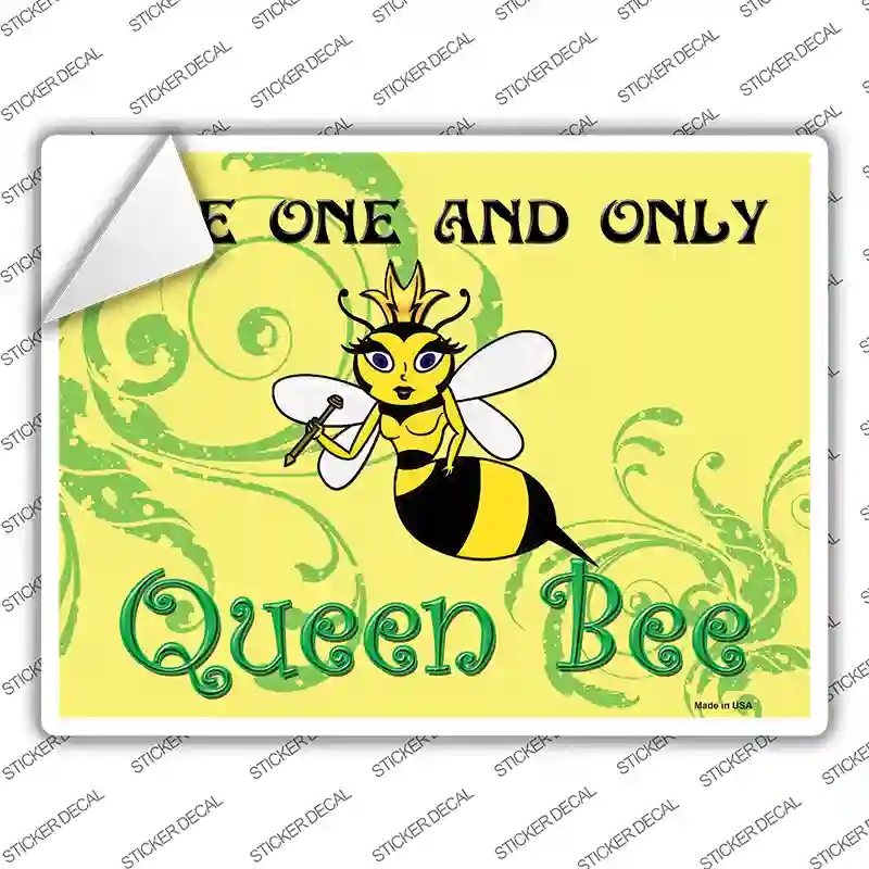 P-1007s-XL Queen Bee Horizontal Green Novelty Rectangle Sticker Decal - Extra Large