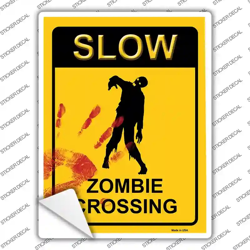 P-1015s-L Zombie Crossing Novelty Rectangle Sticker Decal - Large