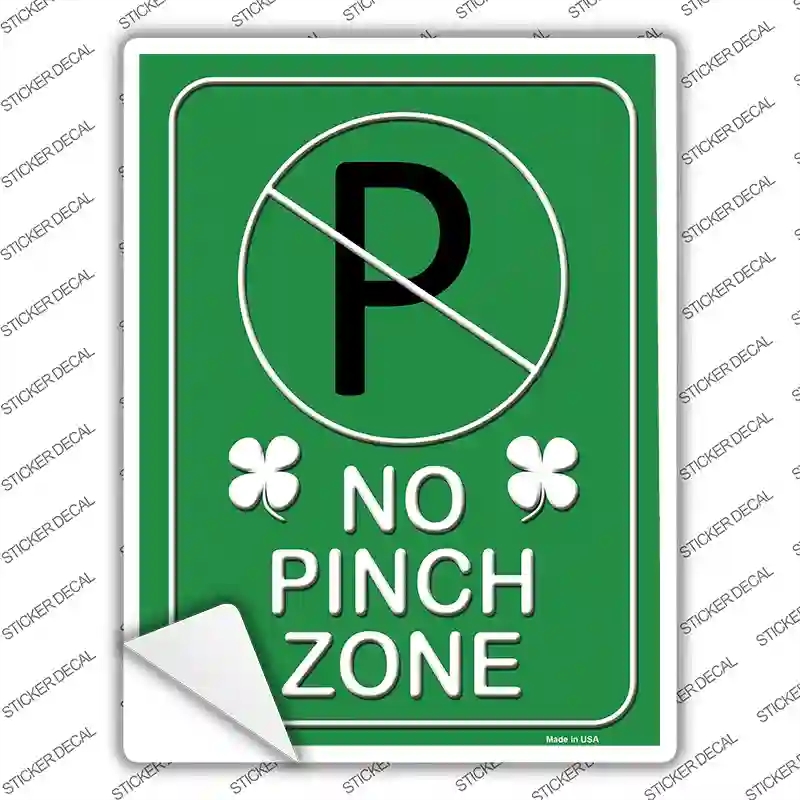 P-1023s-S No Pinch Zone Green Novelty Rectangle Sticker Decal - Small