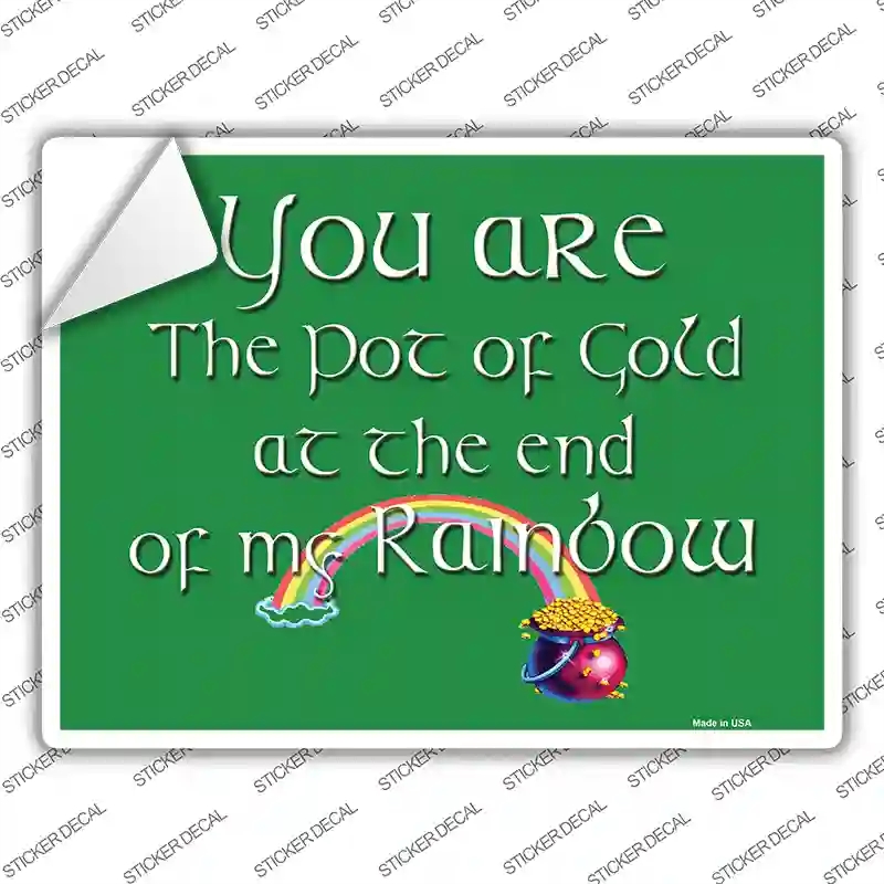 P-1029s-S Pot of Gold Novelty Rectangle Sticker Decal - Small