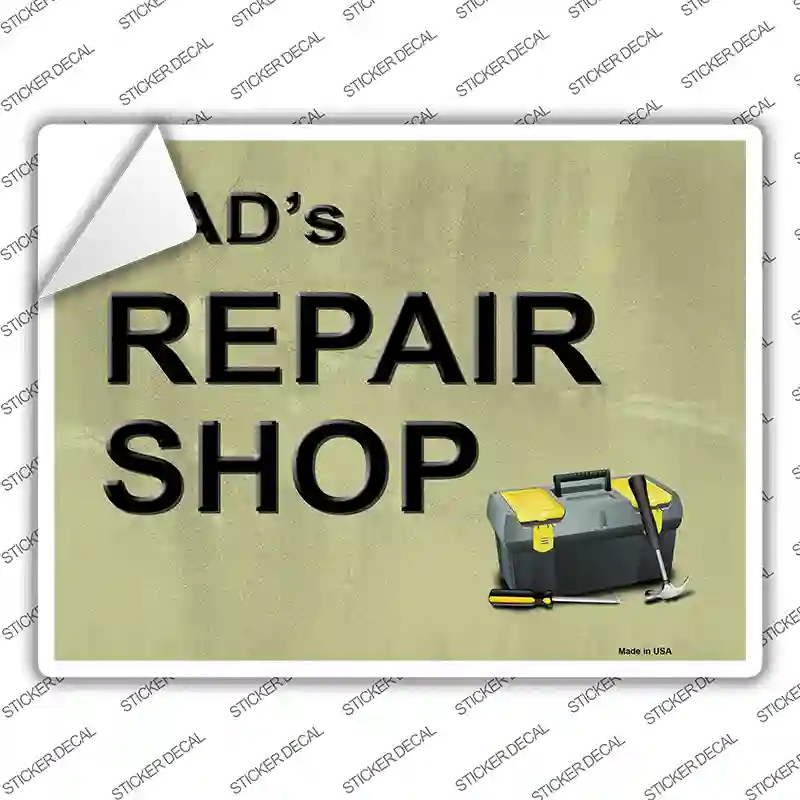 P-1034s-S Dads Repair Shop Novelty Rectangle Sticker Decal - Small