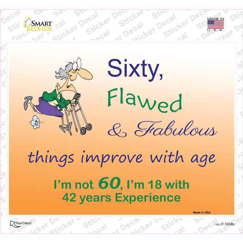 P-1038s-M Sixty Flawed Novelty Rectangle Sticker Decal - Medium