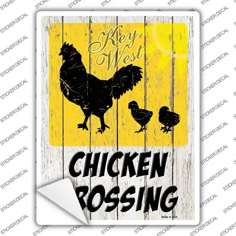 P-3772s-XL Chicken Crossing Key West Novelty Rectangle Sticker Decal - Extra Large