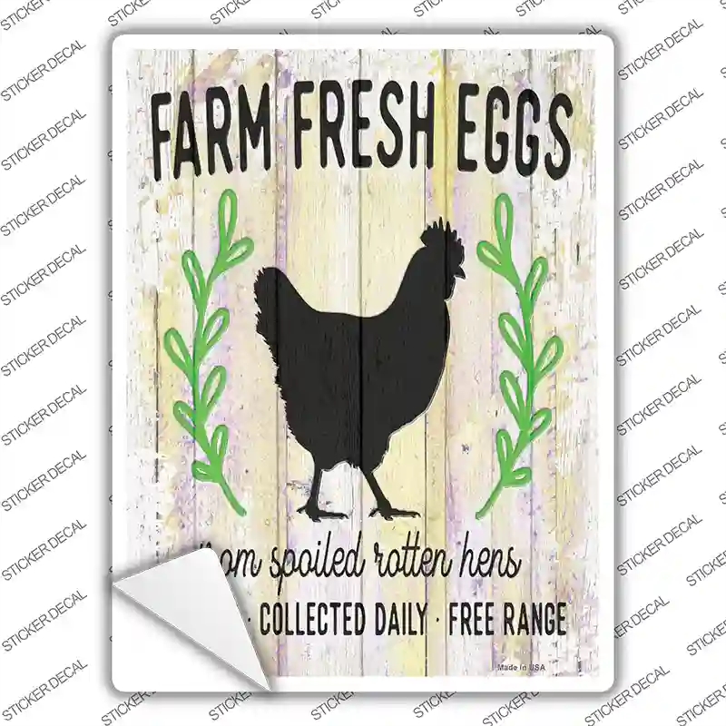 P-3777s-S Farm Fresh Eggs Chickens Novelty Rectangle Sticker Decal - Small