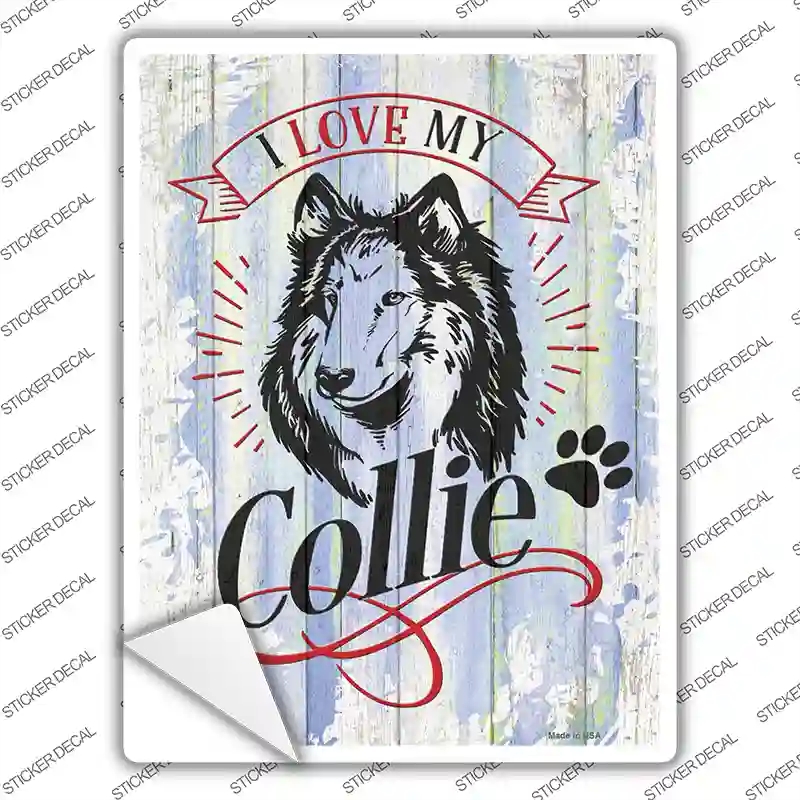 P-3788s-L I Love My Collie Novelty Rectangle Sticker Decal - Large