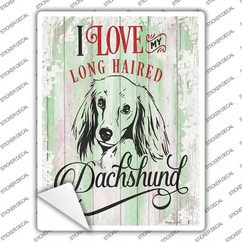 P-3796s-S I Love My LH Dachshund Novelty Rectangle Sticker Decal - Small