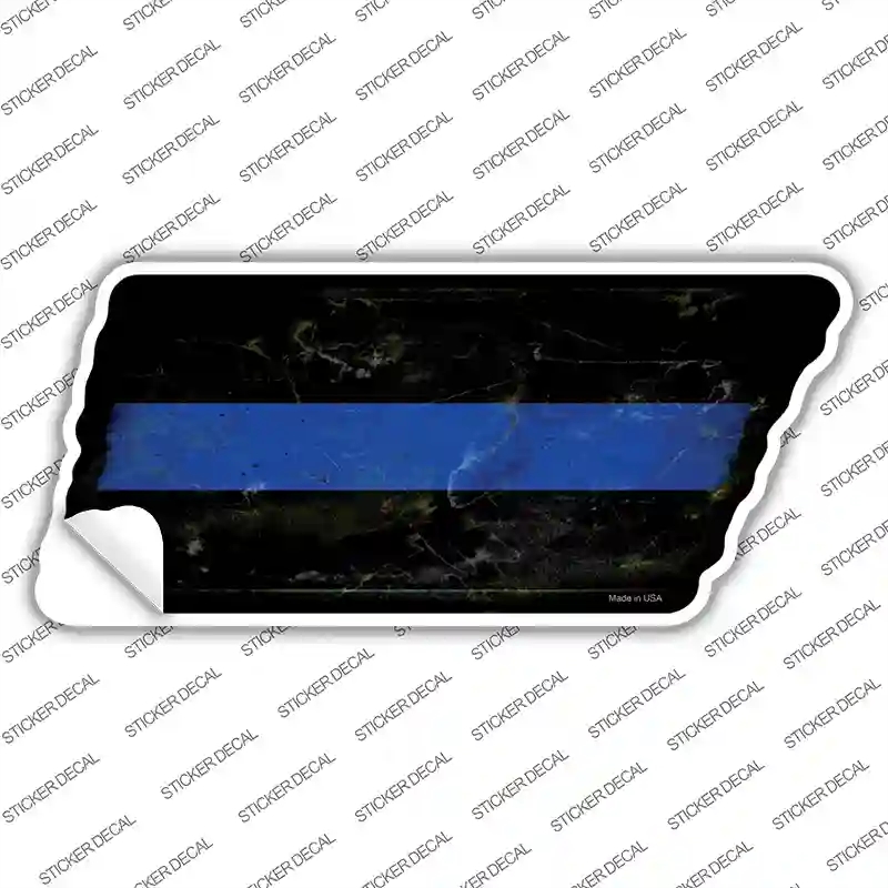 TN-177s-S Thin Blue Line Novelty Rusty Tennessee Shape Sticker Decal - Small