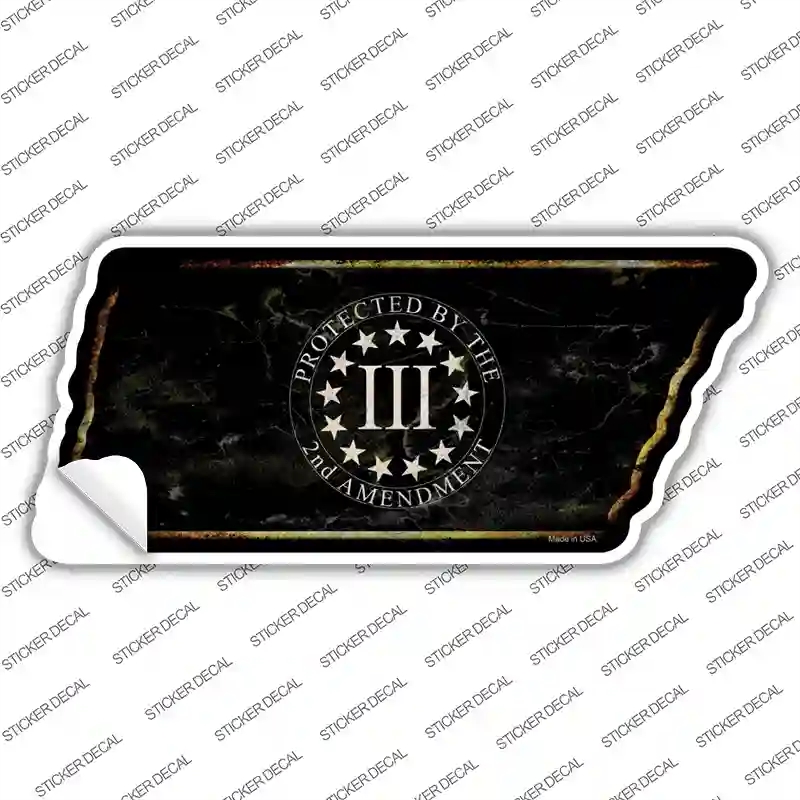 TN-195s-S 2nd Amendment Three Percenter Novelty Rusty Tennessee Shape Sticker Decal - Small