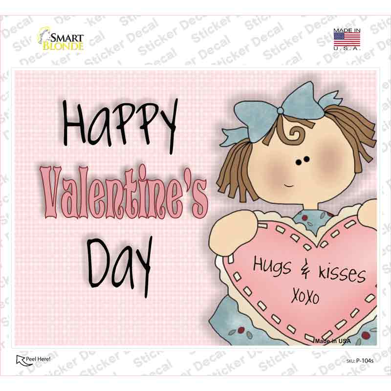 P-104s-M Happy Valentines Day Novelty Rectangle Sticker Decal - Medium