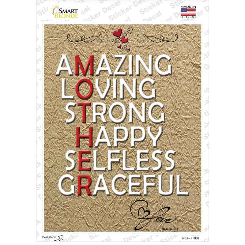 P-1108s-M Mother Novelty Rectangle Sticker Decal - Medium