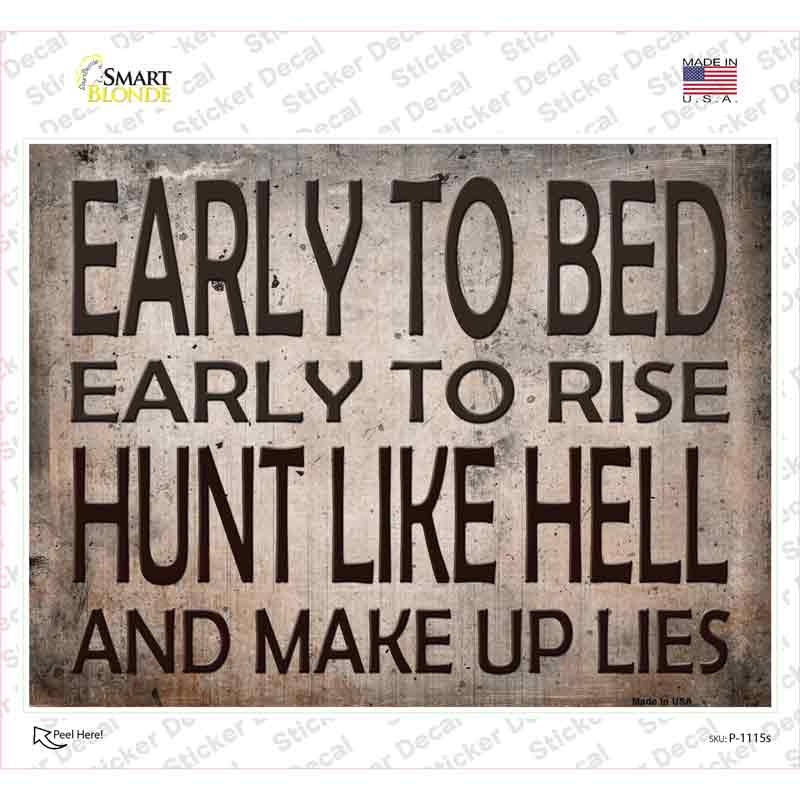 P-1115s-M Early to Bed Novelty Rectangle Sticker Decal - Medium