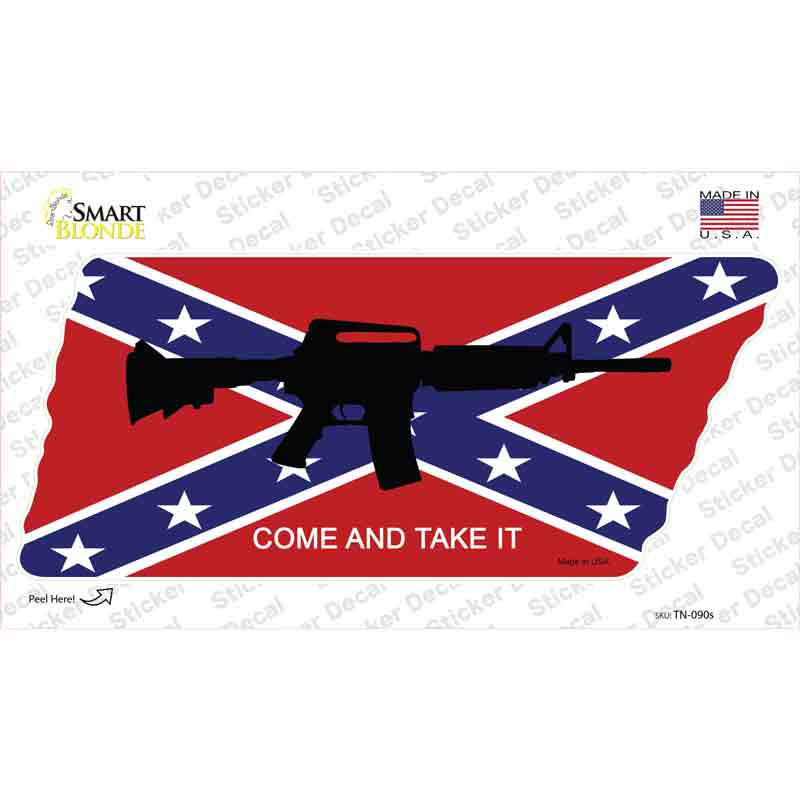 TN-090s-M Come & Take It Novelty Tennessee Shape Sticker Decal - Medium