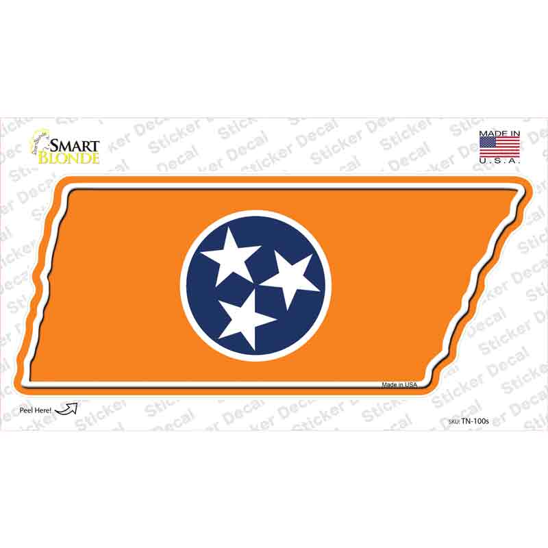TN-100s-M Orange Tennessee Flag Novelty Tennessee Shape Sticker Decal - Medium