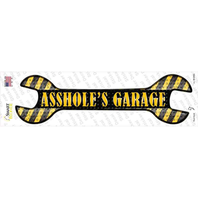 W-040s-M Assholes Garage Novelty Wrench Sticker Decal - Medium