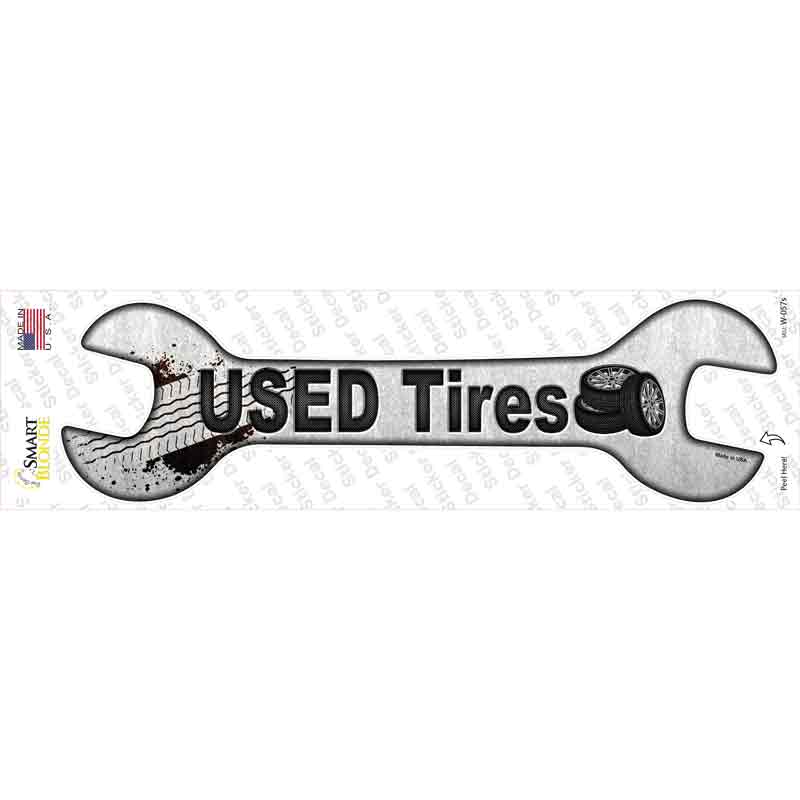 W-057s-M Used Tires Novelty Wrench Sticker Decal - Medium